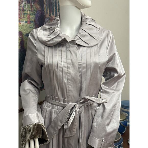 CC Couture Silver Gray Satin and Velvet Jacket Medium - Picture 2 of 7
